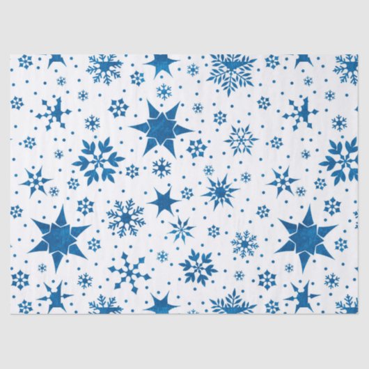 Blue Snowflake Pattern Tissuepapier (Voorkant)