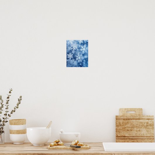 Blue Snowflake Pattern Winter Frozen Poster (Keuken)