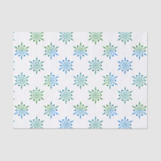 Blue Snowflake Patterned Tissuepapier (Voorkant)