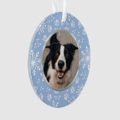 Blue Snowflake Paw Pattern Foto Ornament (voorkant)