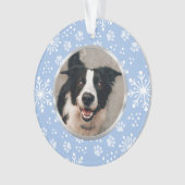 Blue Snowflake Paw Pattern Foto Ornament (voorkant)