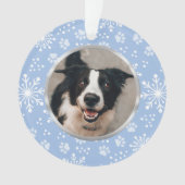 Blue Snowflake Paw Pattern Foto Ornament (voorkant)