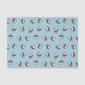 Blue Snowflake Penguin-kerstpatroon Tissuepapier (Voorkant)