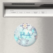 Blue Snowflake Personalized Name PA Magneet (Insitu (Vaatwasser))