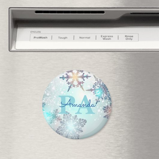Blue Snowflake Personalized Name PA Magneet (Insitu (Vaatwasser))
