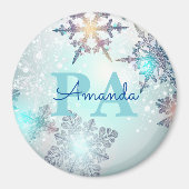 Blue Snowflake Personalized Name PA Magneet (Voorkant)