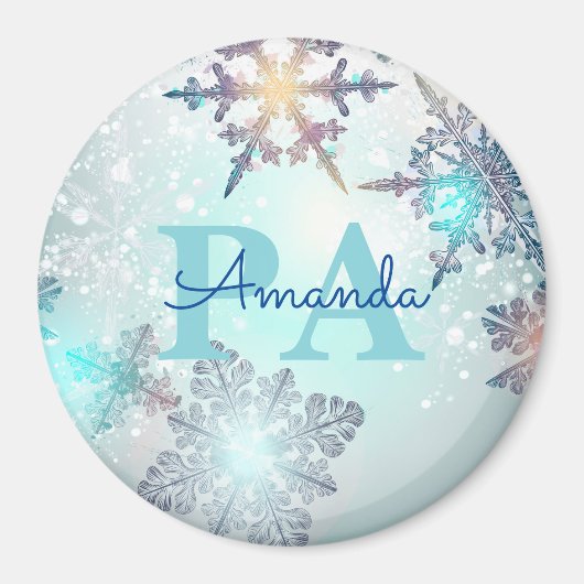 Blue Snowflake Personalized Name PA Magneet (Voorkant)