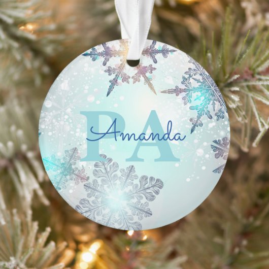 Blue Snowflake Personalized Name PA Ornament (Boom)