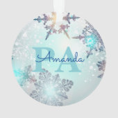 Blue Snowflake Personalized Name PA Ornament (achterkant)