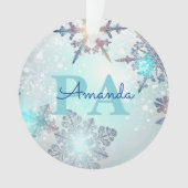 Blue Snowflake Personalized Name PA Ornament (voorkant)