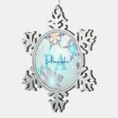 Blue Snowflake Personalized Name PA Tin Sneeuwvlok Ornament (Rechts)