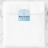 Blue Snowflake Persoonlijke Kerstmis Vierkante Sticker (Tas)