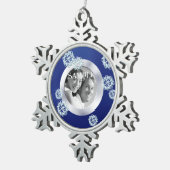 Blue Snowflake Photo Template Kerstmis Tin Sneeuwvlok Ornament (Rechts)