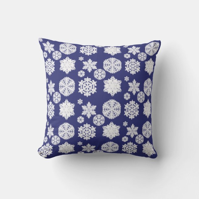 Blue Snowflake Pillow Kussen (Voorkant)
