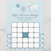 Blue Snowflake Polar Beer Baby shower Bingo Game (Voorkant)