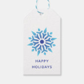 Blue Snowflake Prettige feestdagen Cadeaulabel (Voorkant)