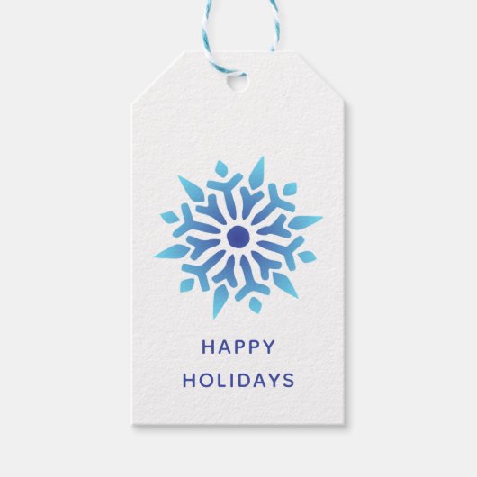 Blue Snowflake Prettige feestdagen Cadeaulabel (Voorkant)