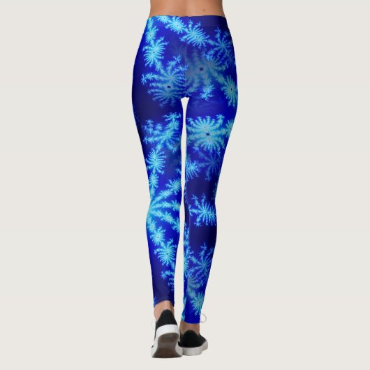 Blue Snowflake Psychedelic Mandelbrot Fractal Leggings (Achterkant)