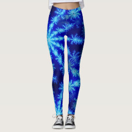 Blue Snowflake Psychedelic Mandelbrot Fractal Leggings