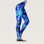 Blue Snowflake Psychedelic Mandelbrot Fractal Leggings (Rechts)