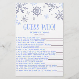 Blue Snowflake raad eens wie! Baby shower game Briefpapier