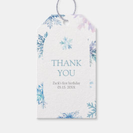 Blue Snowflake Rectangle Favor Tag Cadeaulabel