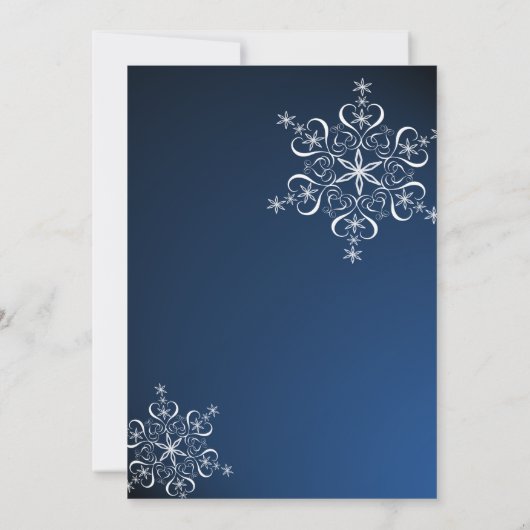 Blue Snowflake repetitie diner Kaart (Achterkant)