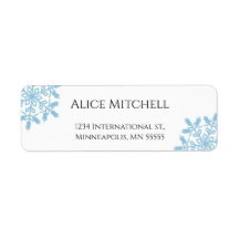 Blue Snowflake Retour Adres Sticker of Label