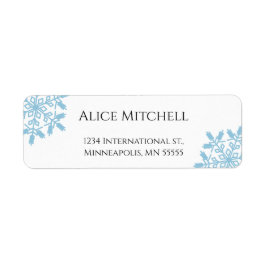 Blue Snowflake Retour Adres Sticker of Label