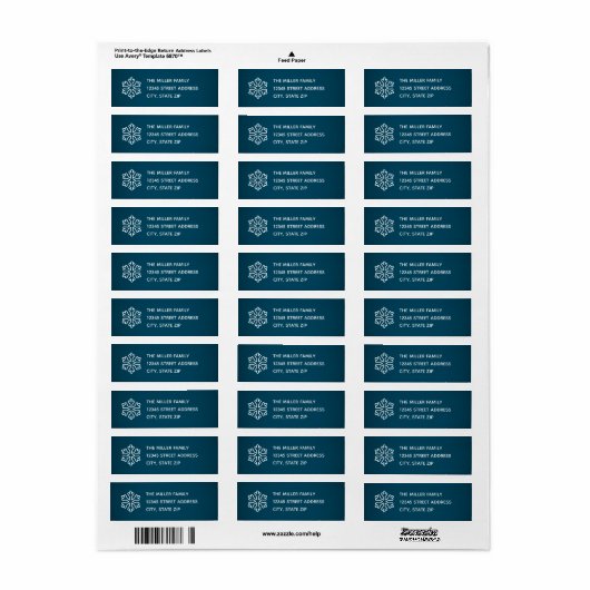 Blue Snowflake - Return Address Label (Full Sheet)