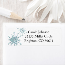 Blue Snowflake Return Address Label