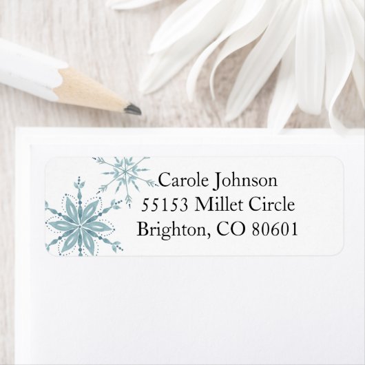 Blue Snowflake Return Address Label (Insitu)