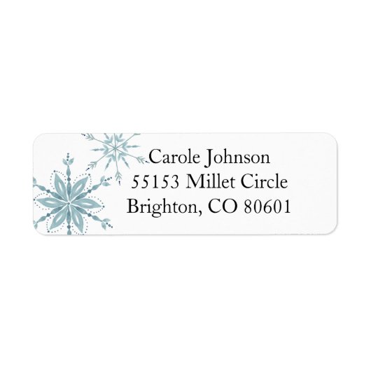 Blue Snowflake Return Address Label (Voorkant)