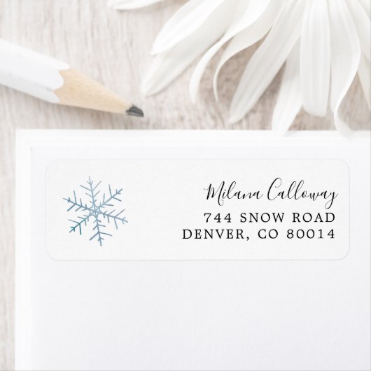 Blue Snowflake Return Address Label (Insitu)