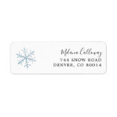 Blue Snowflake Return Address Label (Voorkant)