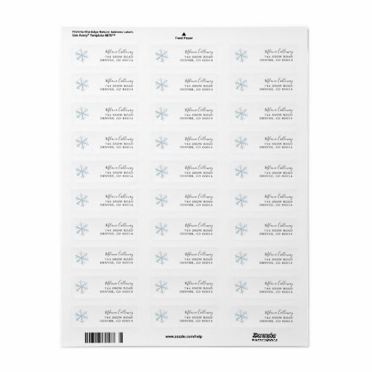 Blue Snowflake Return Address Label (Full Sheet)