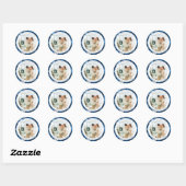 Blue Snowflake Ronde Kerst Foto Sticker (Vel)