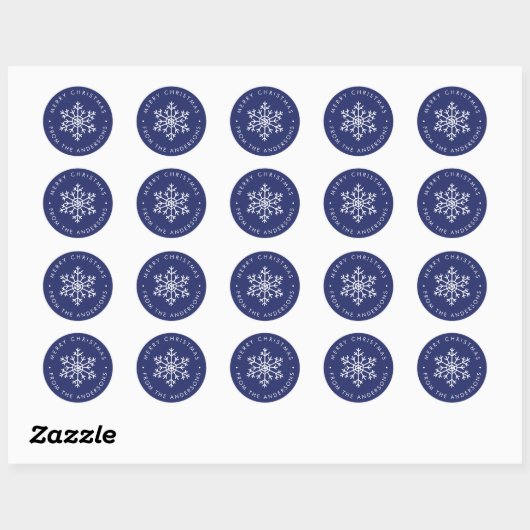 Blue Snowflake Ronde Sticker (Vel)