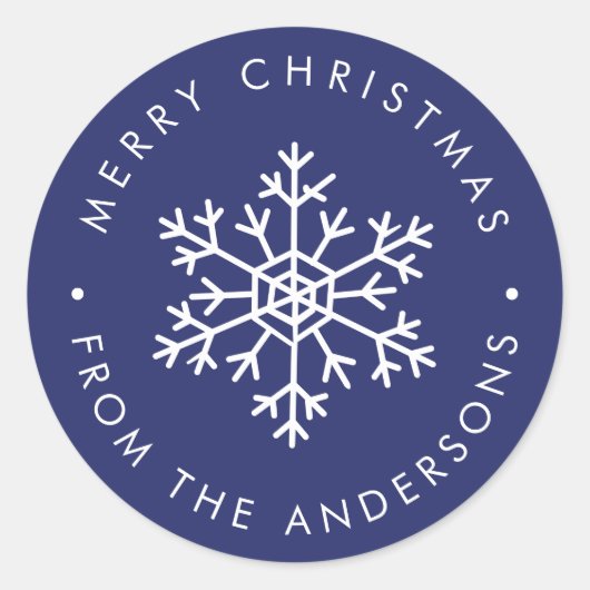 Blue Snowflake Ronde Sticker (Voorkant)