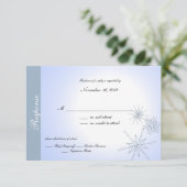 Blue Snowflake RSVP Kaartje (Staand voorkant)