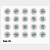 Blue Snowflake Scandinavian Kerstontwerp Clas Ronde Sticker (Vel)
