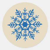 Blue Snowflake Scandinavian Kerstontwerp Clas Ronde Sticker (Voorkant)