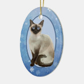 Blue Snowflake Siamese Cat Kerstmis Keramisch Ornament (Links)