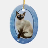 Blue Snowflake Siamese Cat Kerstmis Keramisch Ornament (Voorkant)