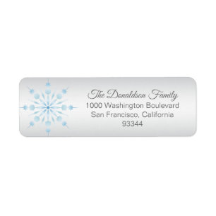 Blue Snowflake Silver Holiday Kerstmis Etiket
