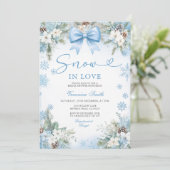 Blue Snowflake Snow in Love Winter Bridal Shower Kaart (Staand voorkant)