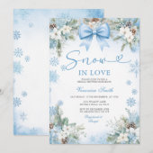 Blue Snowflake Snow in Love Winter Bridal Shower Kaart (Voorkant / Achterkant)