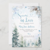 Blue Snowflake Snow in Love Winter Bridal Shower Kaart (Voorkant)