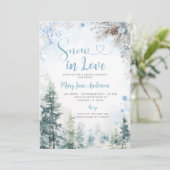 Blue Snowflake Snow in Love Winter Bridal Shower Kaart (Staand voorkant)