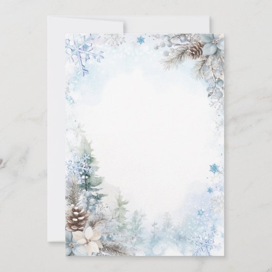 Blue Snowflake Snow in Love Winter Bridal Shower Kaart (Achterkant)